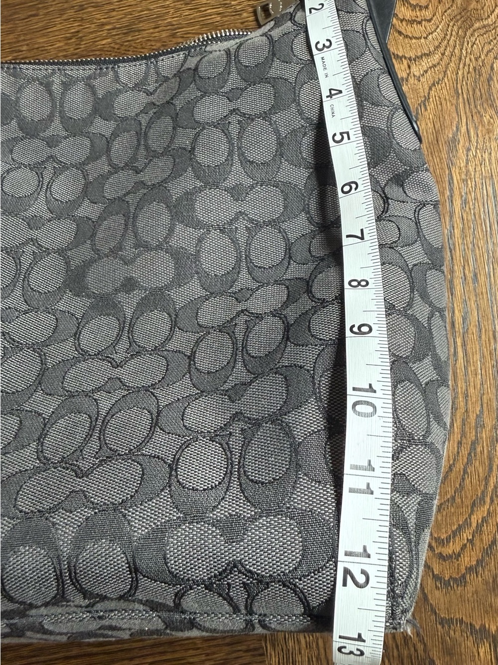 Coach East/West Celeste Hobo Shoulder Bag Purse Black Smoke Signature Canvas EUC - Picture 9 of 16